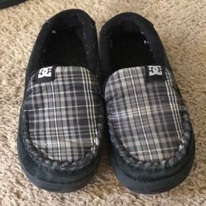 DC Black & Plaid Slip-ons